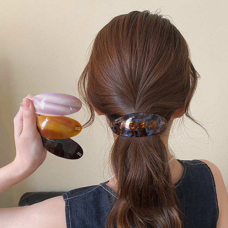 📢📢50% OFF !! ⏰ 5PCS French Style Hair Clip Set | Glossy Oval Acetate Barrettes in 5 Beautiful Colors ✨