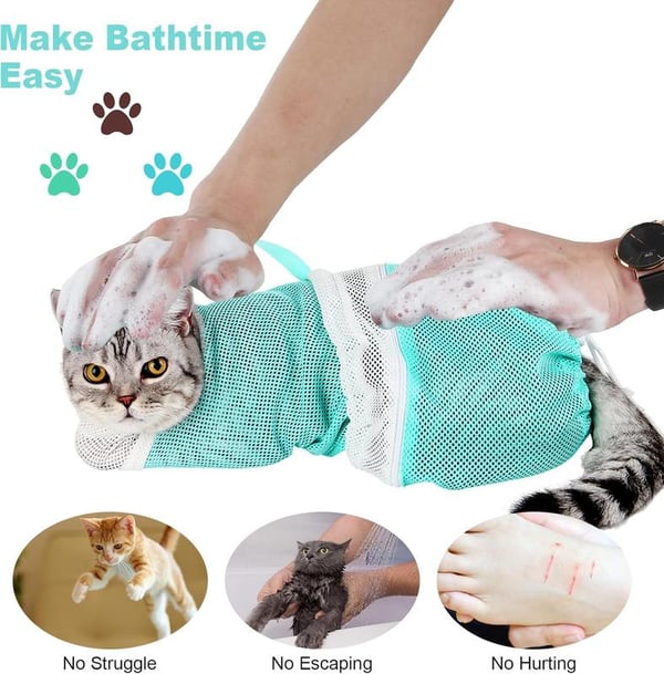 Adjustable Mesh Cat Grooming & Bathing Bag