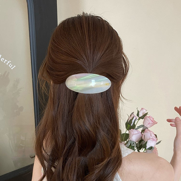 📢📢50% OFF !! ⏰ 5PCS French Style Hair Clip Set | Glossy Oval Acetate Barrettes in 5 Beautiful Colors ✨