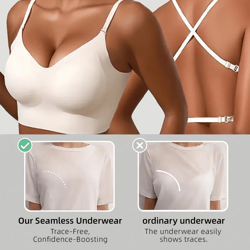💗Disappears Under Everything🔥Women's Solid Color Wireless Backless Bra