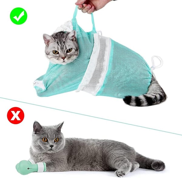 Adjustable Mesh Cat Grooming & Bathing Bag