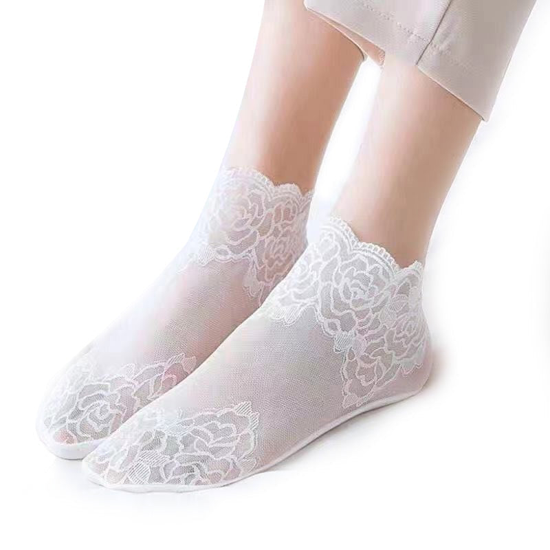 Ladies Fashion Lace Socks（5 pairs）
