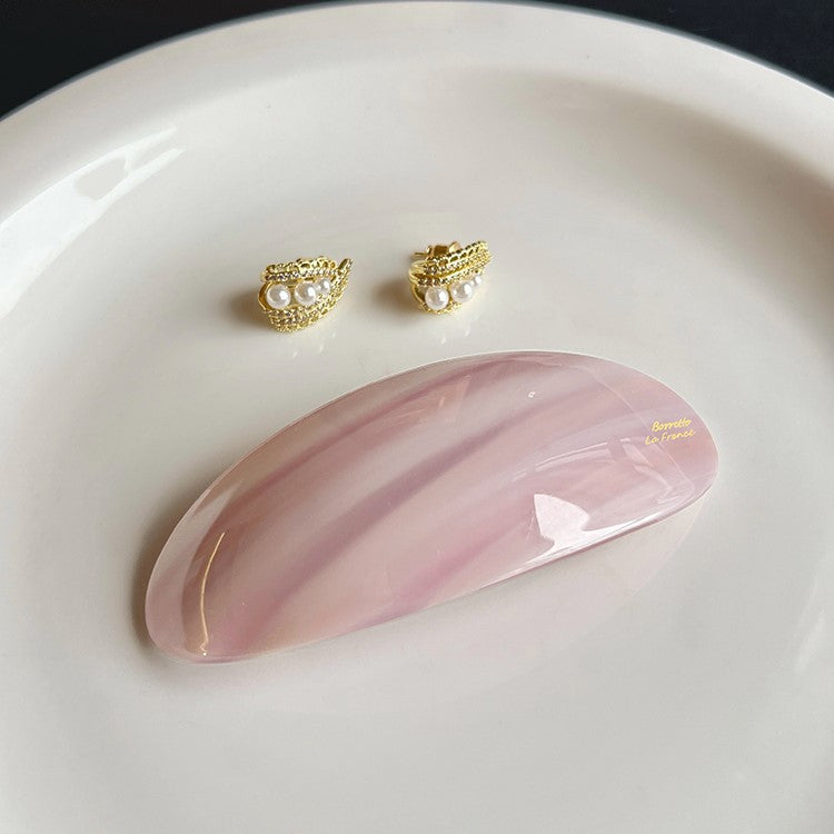 📢📢50% OFF !! ⏰ 5PCS French Style Hair Clip Set | Glossy Oval Acetate Barrettes in 5 Beautiful Colors ✨