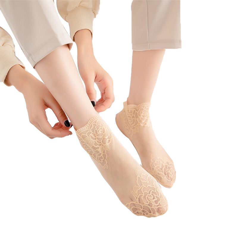 Ladies Fashion Lace Socks（5 pairs）