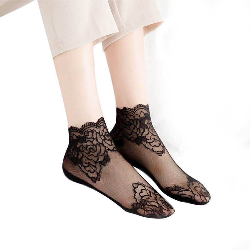 Ladies Fashion Lace Socks（5 pairs）