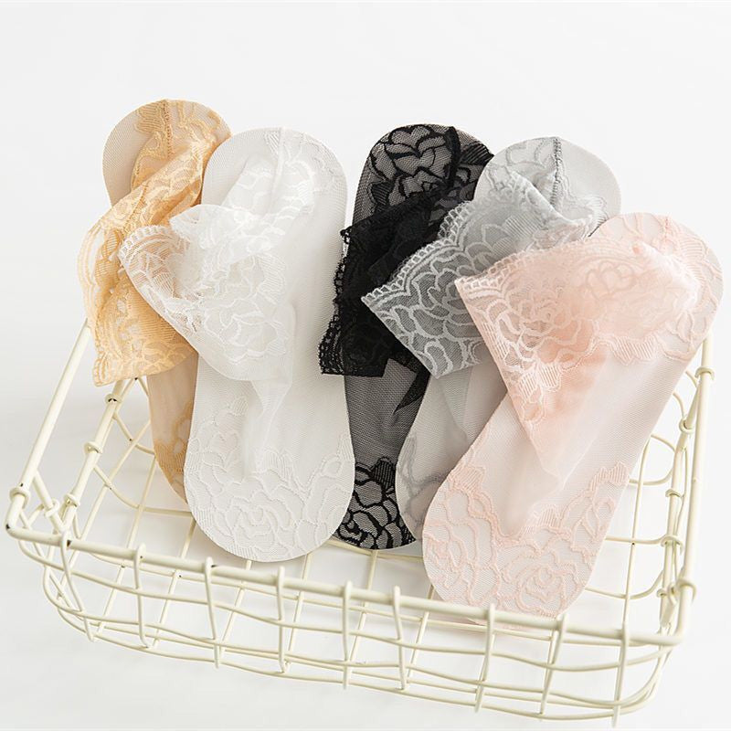 Ladies Fashion Lace Socks（5 pairs）