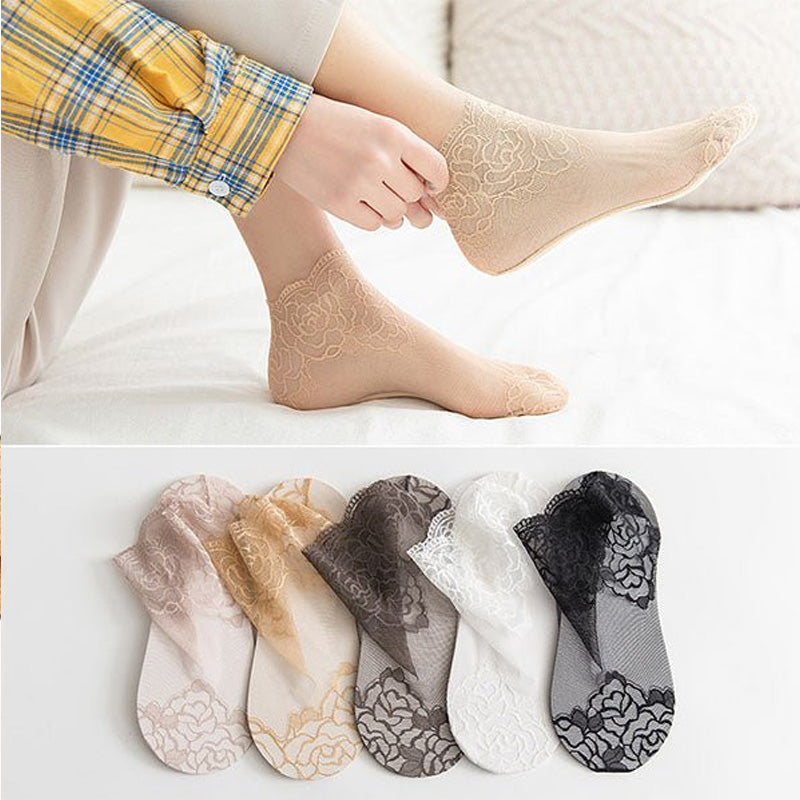 Ladies Fashion Lace Socks（5 pairs）
