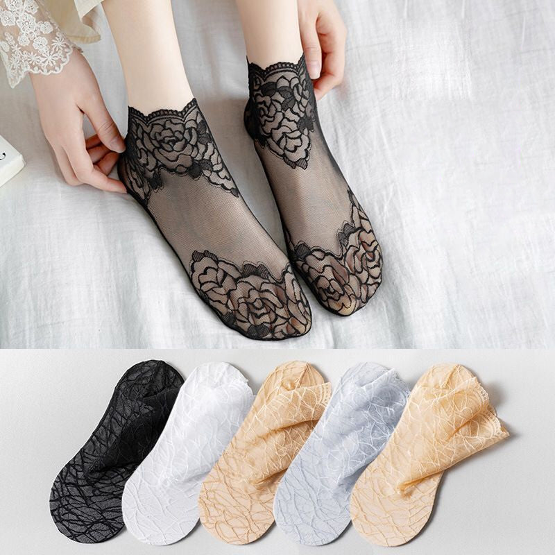 Ladies Fashion Lace Socks（5 pairs）