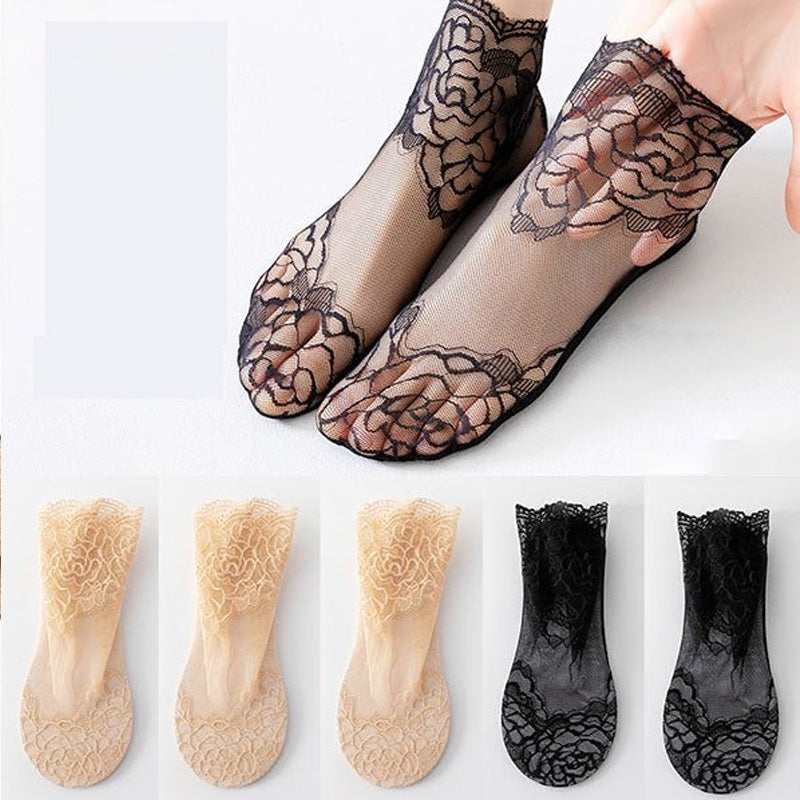 Ladies Fashion Lace Socks（5 pairs）
