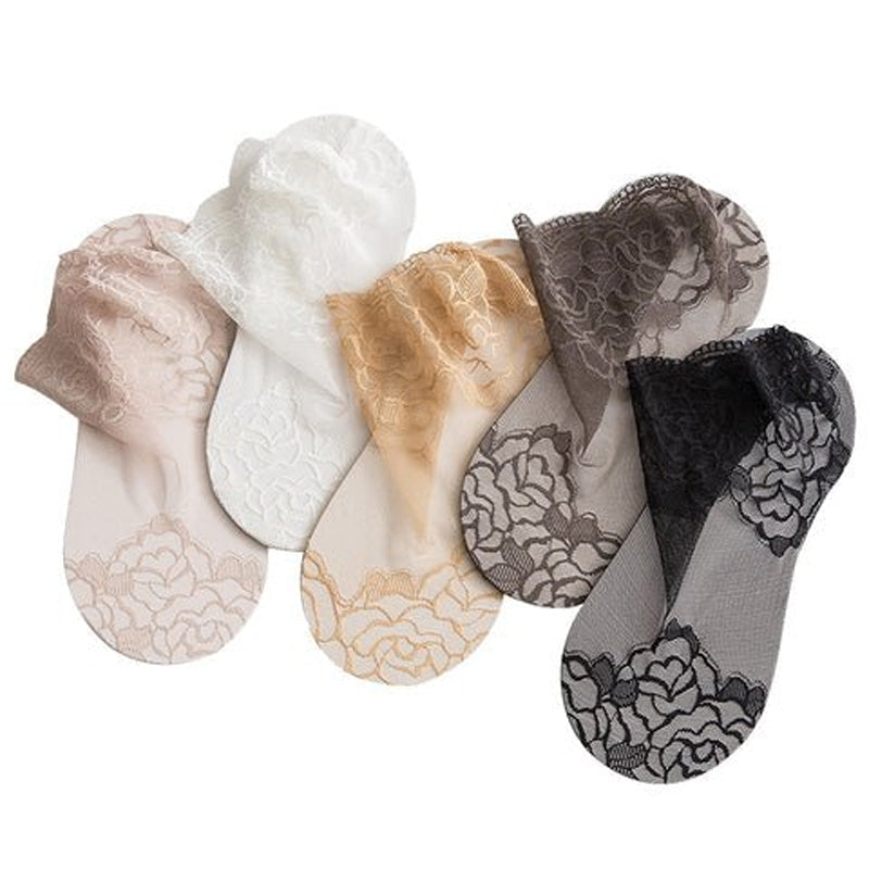 Ladies Fashion Lace Socks（5 pairs）