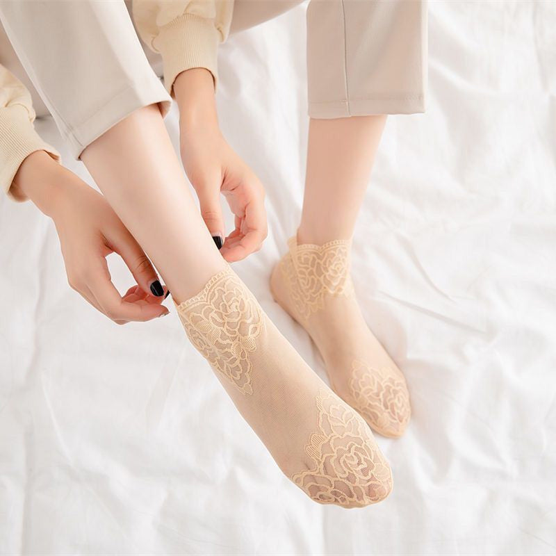Ladies Fashion Lace Socks（5 pairs）