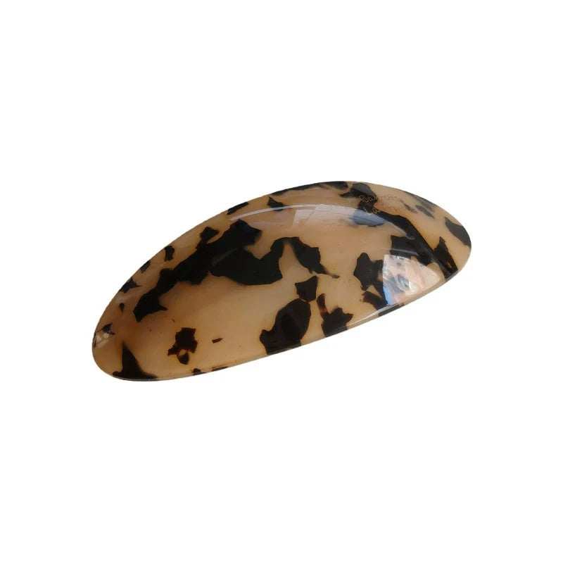 📢📢50% OFF !! ⏰ 5PCS French Style Hair Clip Set | Glossy Oval Acetate Barrettes in 5 Beautiful Colors ✨