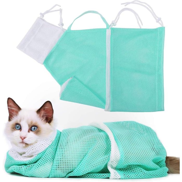 Adjustable Mesh Cat Grooming & Bathing Bag